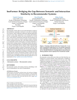 Cover - beeFormer: transformer for recommender systems